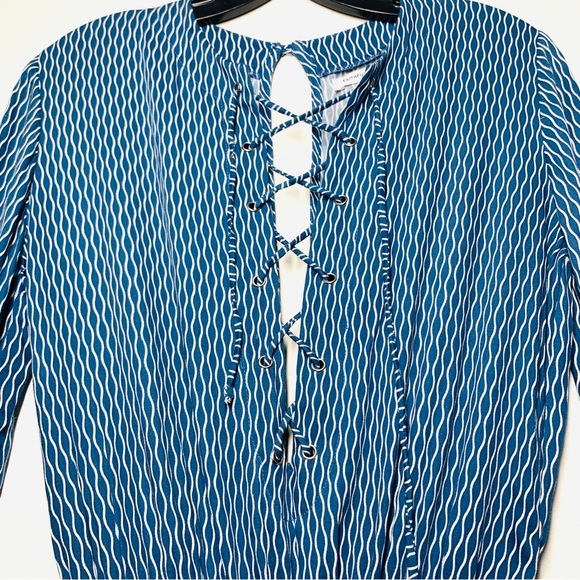 Faithful the Brand Lace Up Open Back Bell Sleeve Short Romper - Picture 8 of 8